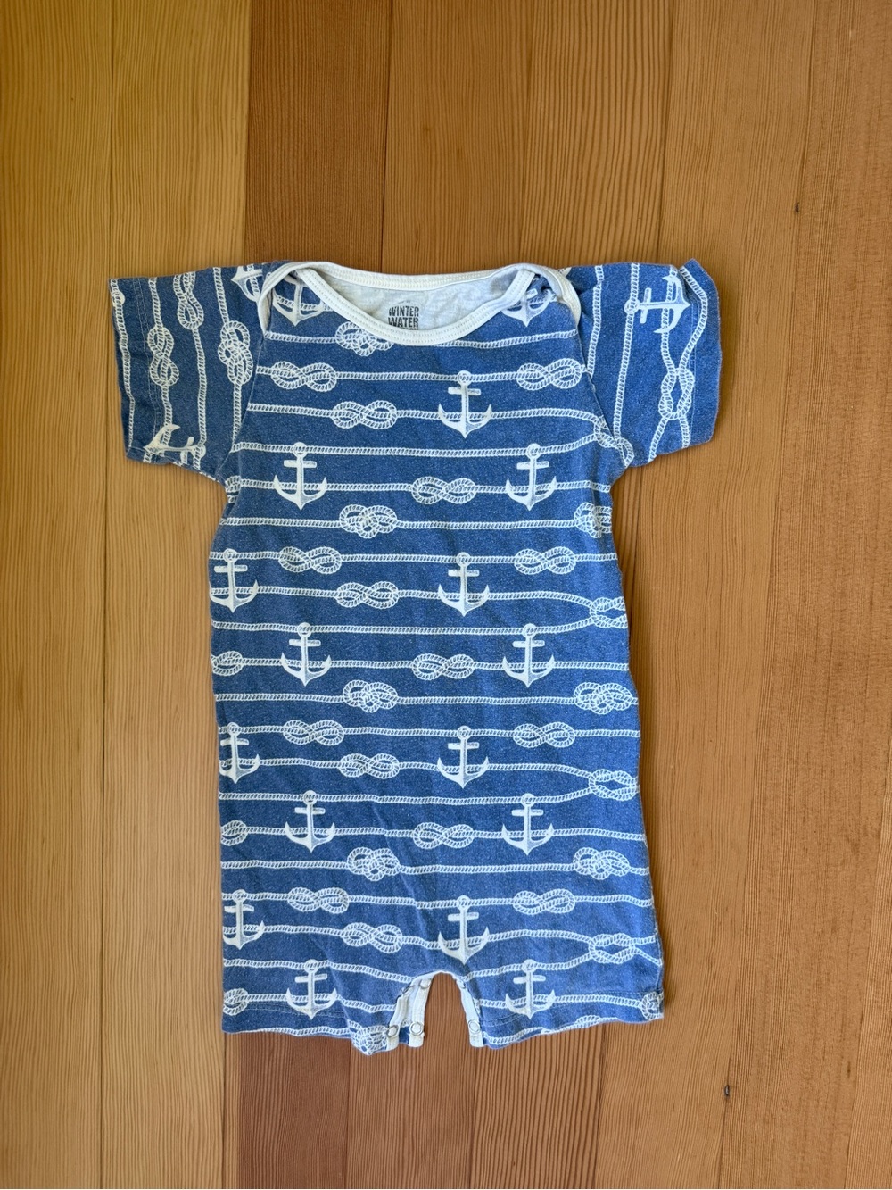 Winter water factory Blue Nautical Anchor Baby One-Piece Bodysuit